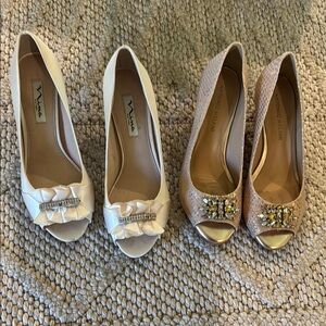Vince Camuto Cream and Tan Heels Elegant Design cream size 8 gold size 7